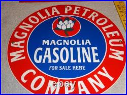 Vintage Mobil Magnolia Petroleum Co 11 3/4 Porcelain Metal Gasoline & Oil Sign