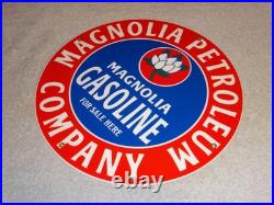 Vintage Mobil Magnolia Petroleum Co 11 3/4 Porcelain Metal Gasoline & Oil Sign