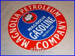 Vintage Mobil Magnolia Petroleum Co 11 3/4 Porcelain Metal Gasoline & Oil Sign