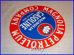 Vintage Mobil Magnolia Petroleum Co 11 3/4 Porcelain Metal Gasoline & Oil Sign