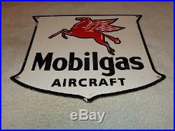 Vintage Mobil Mobilgas Aircraft Pegasus 12 Porcelain Metal Gasoline & Oil Sign