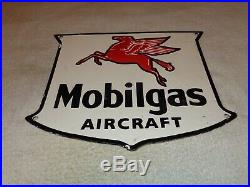 Vintage Mobil Mobilgas Aircraft Pegasus 12 Porcelain Metal Gasoline & Oil Sign