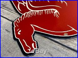 Vintage Mobil Mobilgas Die-cut Flying Red Pegasus Horse 14 Metal Gasoline Sign