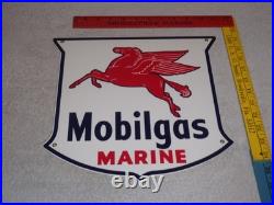 Vintage Mobil Mobilgas Marine +pegasus 11 3/4 Porcelain Metal Gasoline Oil Sign