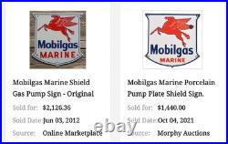 Vintage Mobil Mobilgas Marine +pegasus 11 3/4 Porcelain Metal Gasoline Oil Sign