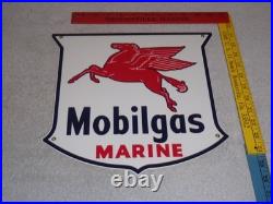 Vintage Mobil Mobilgas Marine +pegasus 11 3/4 Porcelain Metal Gasoline Oil Sign