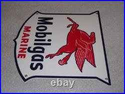 Vintage Mobil Mobilgas Marine +pegasus 11 3/4 Porcelain Metal Gasoline Oil Sign
