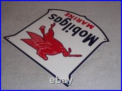 Vintage Mobil Mobilgas Marine +pegasus 11 3/4 Porcelain Metal Gasoline Oil Sign