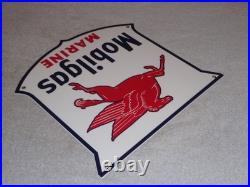 Vintage Mobil Mobilgas Marine +pegasus 11 3/4 Porcelain Metal Gasoline Oil Sign