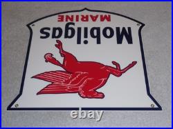 Vintage Mobil Mobilgas Marine +pegasus 11 3/4 Porcelain Metal Gasoline Oil Sign