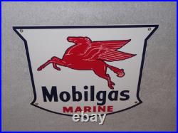Vintage Mobil Mobilgas Marine +pegasus 11 3/4 Porcelain Metal Gasoline Oil Sign