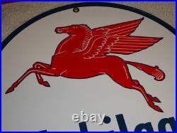 Vintage Mobil Mobilgas Pegasus Horse 11 3/4 Porcelain Metal Gasoline & Oil Sign