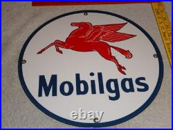 Vintage Mobil Mobilgas Pegasus Horse 11 3/4 Porcelain Metal Gasoline & Oil Sign