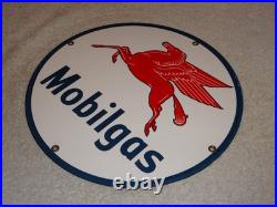 Vintage Mobil Mobilgas Pegasus Horse 11 3/4 Porcelain Metal Gasoline & Oil Sign
