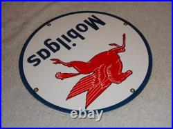 Vintage Mobil Mobilgas Pegasus Horse 11 3/4 Porcelain Metal Gasoline & Oil Sign