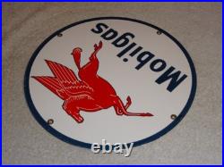 Vintage Mobil Mobilgas Pegasus Horse 11 3/4 Porcelain Metal Gasoline & Oil Sign