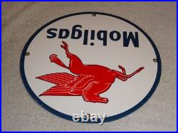 Vintage Mobil Mobilgas Pegasus Horse 11 3/4 Porcelain Metal Gasoline & Oil Sign