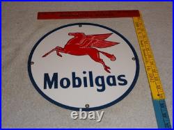 Vintage Mobil Mobilgas Pegasus Horse 11 3/4 Porcelain Metal Gasoline & Oil Sign