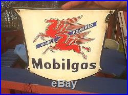 Vintage Mobil Motor Oil Gasoline Porcelain Metal Sign Gas Oil Double Pegasus