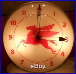 Vintage Mobil Pegasus Gas Station 15 Lighted Metal Pam Clock SignWorks