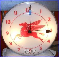 Vintage Mobil Pegasus Gas Station 15 Lighted Metal Pam Clock SignWorks