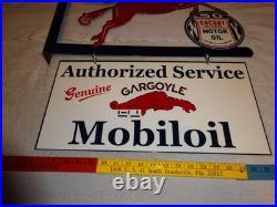 Vintage Mobil Pegasus Socony & Gargoyle Porcelain Metal Gasoline Oil Flange Sign