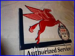 Vintage Mobil Pegasus Socony & Gargoyle Porcelain Metal Gasoline Oil Flange Sign