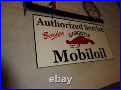 Vintage Mobil Pegasus Socony & Gargoyle Porcelain Metal Gasoline Oil Flange Sign