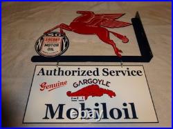 Vintage Mobil Pegasus Socony & Gargoyle Porcelain Metal Gasoline Oil Flange Sign Vintage Mobil Pegasus Socony & Gargoyle Porcelain Metal Gasoline Oil Flange Sign
