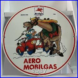 Vintage Mobilgs Porcelain Aviation Service Station Gasoline Enamel Metal Sign