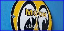 Vintage Moon Eyes Automobile Porcelain Gas Service Pump Plate Ad Metal Sign