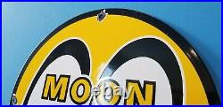 Vintage Moon Eyes Automobile Porcelain Gas Service Pump Plate Ad Metal Sign