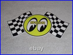Vintage Moon Eyes Power+ Speed Equipment Racing Flag 12 Metal Gasoline Oil Sign