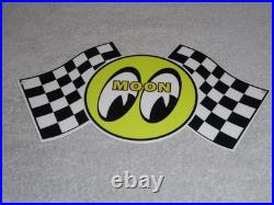 Vintage Moon Eyes Power+ Speed Equipment Racing Flag 12 Metal Gasoline Oil Sign