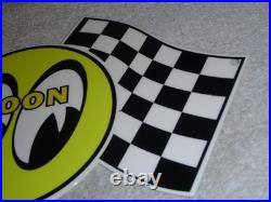 Vintage Moon Eyes Power+ Speed Equipment Racing Flag 12 Metal Gasoline Oil Sign