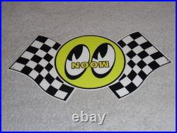 Vintage Moon Eyes Power+ Speed Equipment Racing Flag 12 Metal Gasoline Oil Sign