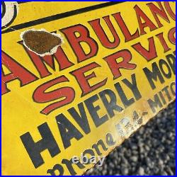Vintage Mortuary Ambulance Porcelain Metal Sign Medical Gas Station Petroliana