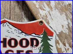 Vintage Mount Hood Stages Porcelain Sign Rare Old Motorcoach Bus Line Shield Car