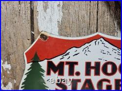Vintage Mount Hood Stages Porcelain Sign Rare Old Motorcoach Bus Line Shield Car