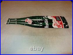 Vintage Mountain Dew Hillbilly +gun Bottle Die-cut 27 Porcelain Metal Soda Sign