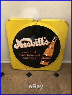 Vintage NESBITTS Metal Soda Advertising Sign. 33 x 33 Stout Sign Co