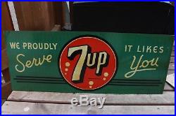 Vintage NEW OLD STOCK 1940's 7Up 7 Up Soda Pop Metal Sign Paper Label On Back