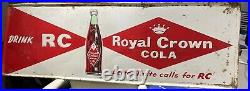 Vintage NOS 1950s Royal Crown Cola Metal Advertising Sign