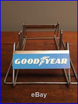 Vintage NOS GoodYear Two Tire Motorcycle Tire Metal Stand with Original Box 1970s