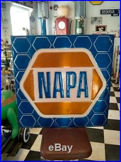 Vintage Napa Auto Parts Embossed Metal Stout Sign Garage Service Station 35X35