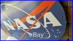 Vintage Nasa Porcelain Metal Gas Stars Planet Stars Meatball Advertisement Sign
