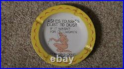 Vintage Naughty Nude Woman Ashtray Oil Can Sign Metal