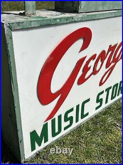 Vintage Neon Music Store Metal Advertising Trade Sign