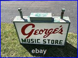 Vintage Neon Music Store Metal Advertising Trade Sign