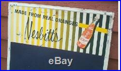 Vintage Nesbitts Orange Soda Pop Metal Menu Board Sign With Bottle Graphic